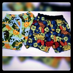 2 boys swim trunks sz 12-18m, great condition